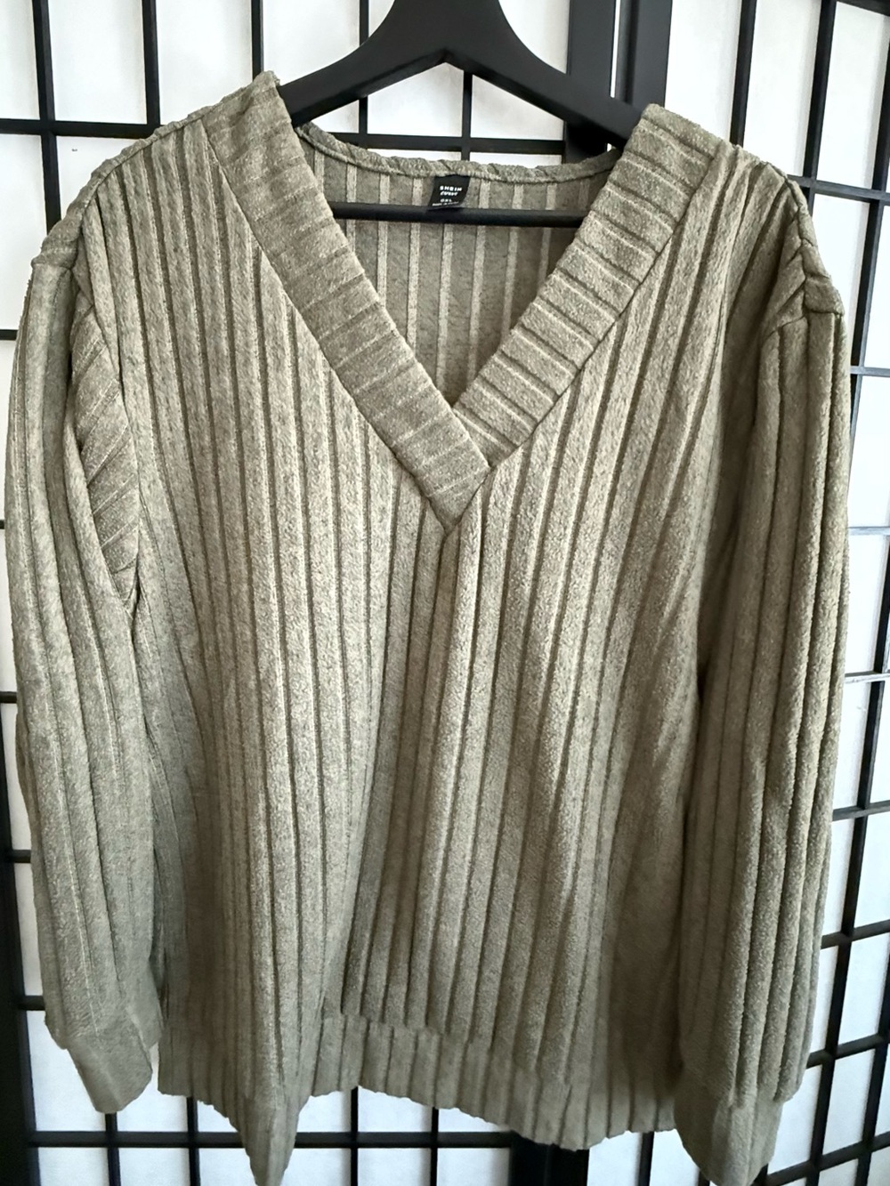 SHEIN Curve Ribbed Knit Top — Olive
